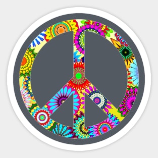 Groovy Peace Sign with Floral Pattern Sticker